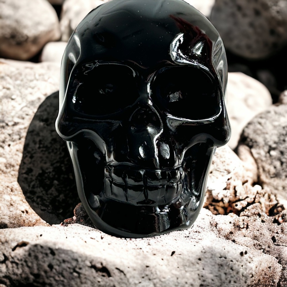SOLD- Silver Sheen Obsidian Skull